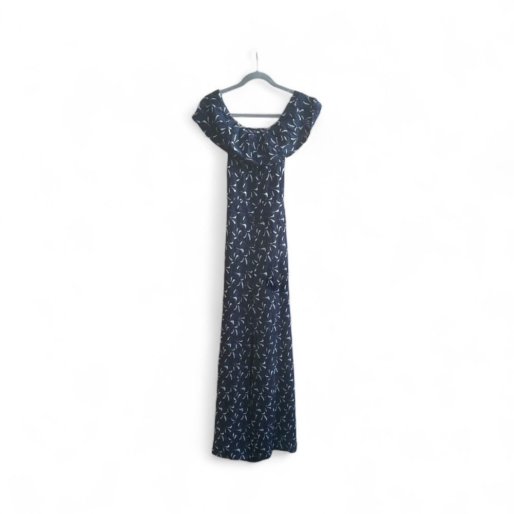 Nightcap Clothing Knit Jumpsuit Blue & White Women’s Size XS Extra Small EUC